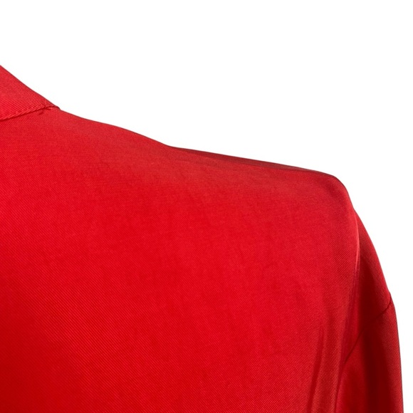 ZARA Red Viscose Lyocell Popover Blouse Long Sleeve Mandarin Collar Size Medium - Picture 7 of 12